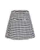 Houndstooth checkered flare skirt (Black)