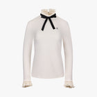 Velvet Detachable Ribbon Tshrit (Ivory)