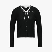 Ruffled V-Neck Cardigan (Black)