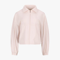 Cropped Shirring Zip-Up Jacket (Pink)