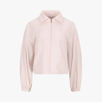 Cropped Shirring Zip-Up Jacket (Pink)