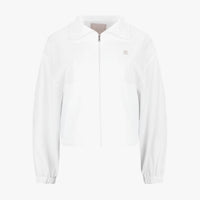 Cropped Shirring Zip-Up Jacket (White)