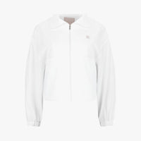 Cropped Shirring Zip-Up Jacket (White)