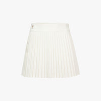 Pique Back Logo Pleated Skirt (White)