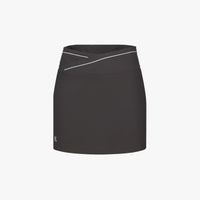 Contrast Piping Slim Fit Skirt (Brown)