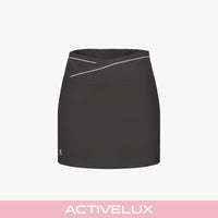 Contrast Piping Slim Fit Skirt (Brown)