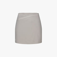 Contrast Piping Slim Fit Skirt (Grey)