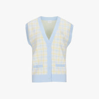 Check V-Neck Vest (Blue)