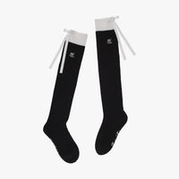 Ribbon Accent Knee-High Socks (Black)