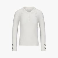 Stand Collar Sleeve Ribbon Knit (Ivory)