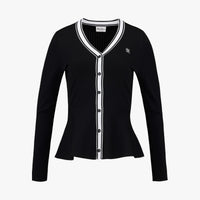Eyelet Peplum Cardigan (Black)