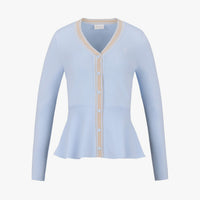 Eyelet Peplum Cardigan (Blue)