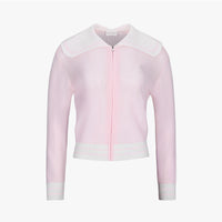 Sailor Collar Mesh Zip-Up Cardigan (Pink)