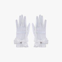 See-through Ribbon Lambskin Gloves (White)