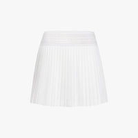 Jacquard Logo Band Pleats Skirt (White)