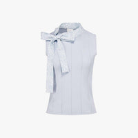 Sleeveless Ribbon Pattern Scarf Knit (Blue)
