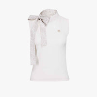 Sleeveless Ribbon Pattern Scarf Knit (White)