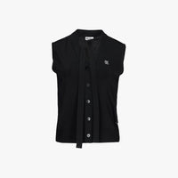 Tie Sleevless Cardigan Knit (Black)