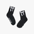 Ribbon Jacquard Summer Ankle Socks (Black)