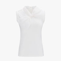 Big ribbon sleeveless T-shirt (White)