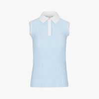 Pom-Pom Seersucker Sleeveless T-Shirt (Blue)