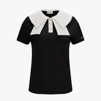 Mesh Double Collar T-Shirt (Black)