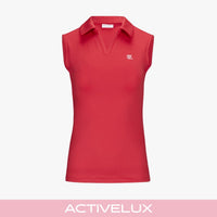 Contrast Collar Open-neck Sleeveless T-Shirt (Red)