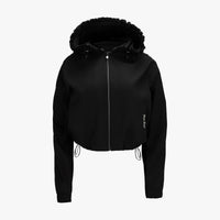 Frill Hooded Zipper Jacket (Black)
