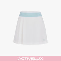 Pique Pleated Band Skirt (White)