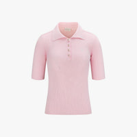 Ribbed Quarter Sleeve Knit (Coral)