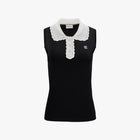 Crochet Collar Sleeveless Knit (Black)