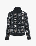 Turtleneck Jacquard Logo Pattern Knit  - Black