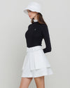 Belt Flap High Waisted Skirt - White