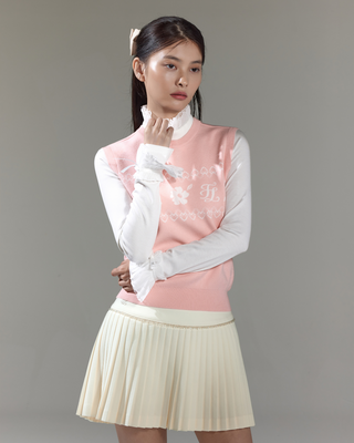 Flower Jacquard Knit Vest (Pink)