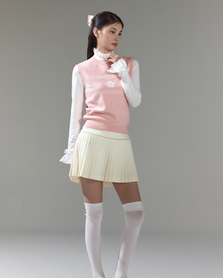 Flower Jacquard Knit Vest (Pink)