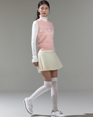 Flower Jacquard Knit Vest (Pink)