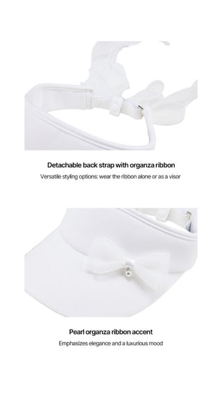 Pearl Ribbon Organza Visor (White)