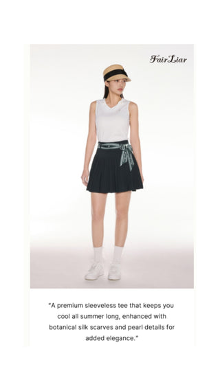 Botanical Scarf Set Sleeveless T Shirt (White)