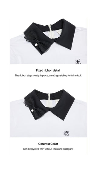 Ribbon Point Longsleeve T-shirt (White)