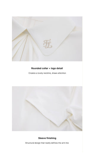 Front shirring short sleeve T Shirt (White)