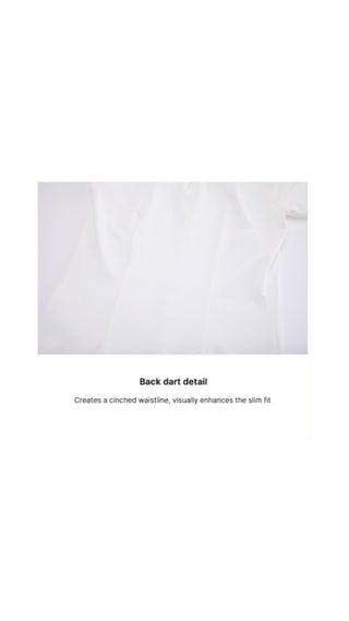 Front shirring short sleeve T Shirt (White)