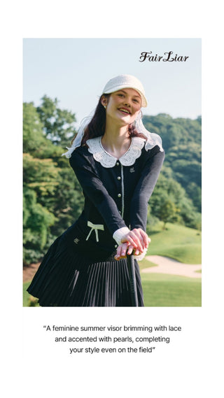 Lace Pearl Organza Visor (White)