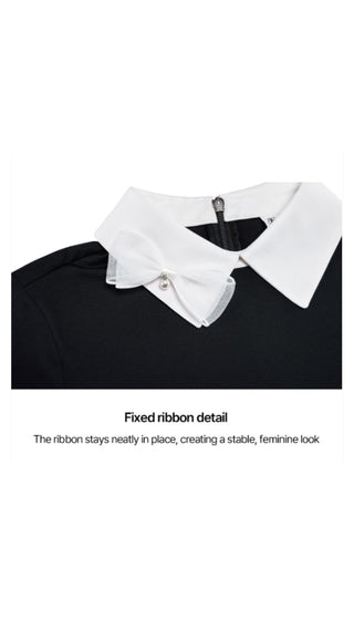 Ribbon Point Longsleeve T-shirt (Black)