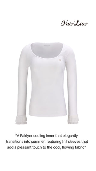 Frill Sleeve Cooling Inner T-shirt (White)