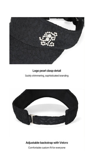 Lace Pearl Organza Visor (Black)