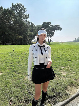 Flower Jacquard Open Ribbon Cardigan (Ivory)