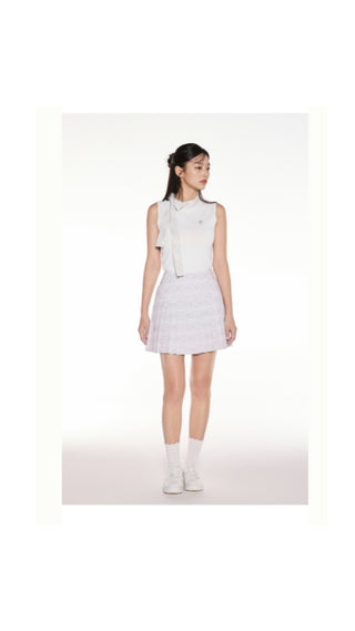 High Waist Pattern Skirt (Beige)