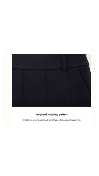 Lettering Jacquard Pleated Skirt (Black)