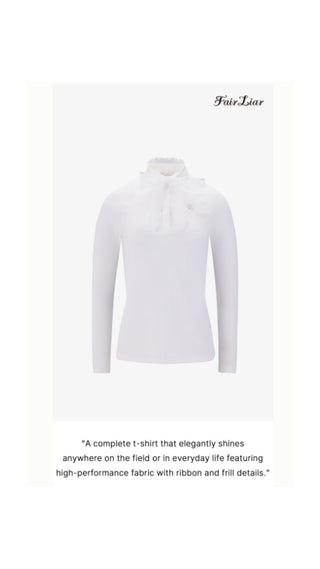 Organza Ribbon Long Sleeve Cooling T Shirt (White)