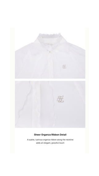 Organza Ribbon Long Sleeve Cooling T Shirt (White)